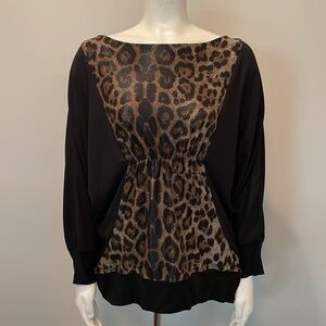 Alberto Makali Batwing Animal Print and Black Top Size XL